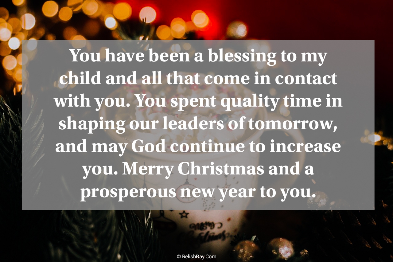 Lovely Christmas Wishes for Teachers from Parents